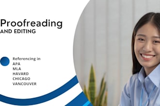 proofread,edit and reference in mla, apa,havard