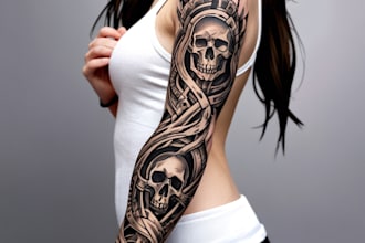 create custom realistic tattoo design, tattoo sleeve