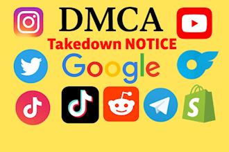 send dmca takedown notice to remove facebook,tiktok, reddit,ig,yt under dmca