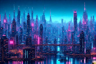 make a awesome cyberpunk futuristic city art or night city