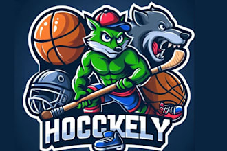 design sport cartoon basketball hockey logo