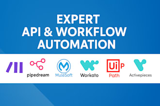 automate workfows api integrations with n8n, pipedream, make, workato, uipath