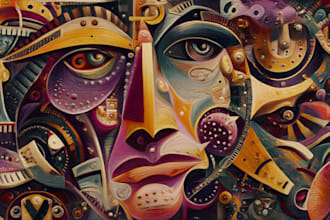 create magical abstract art, psychedelic, surrealism, cubism