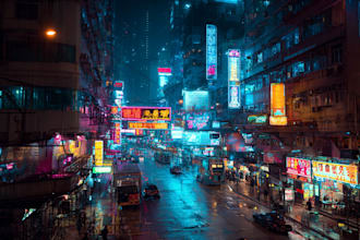 create cyberpunk city style art for any project