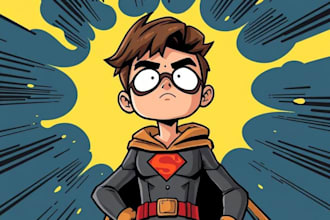 do graphic novel page superhero cartoon character design comic book illustration