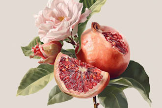 draw realistic illustrations of flowers, plants, fruits, etc