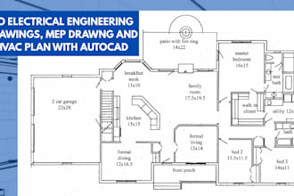 do electrical engineering drawings, mep drawng and hvac plan with autocad