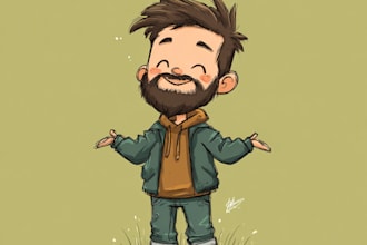 draw vector cartoon, background, character etc