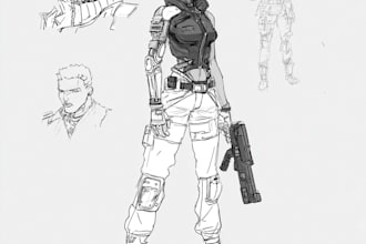 sketch of your character, sci fi fantasy, cyberpunk