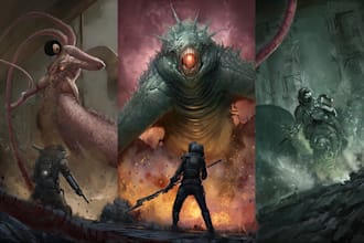do sci fi horror and fantasy scene concept art illustrations