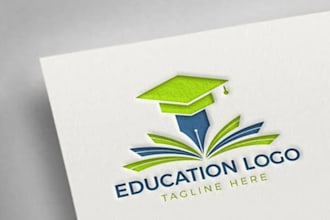 education logo design school, online course, tutor, academy and learning brand