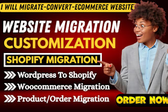 migrate woocommerce, wordpress, wix, opencart to shopify store migration