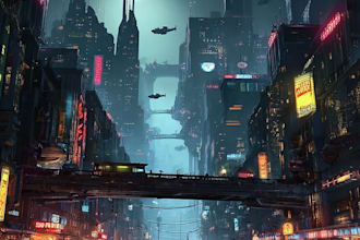 make a science fiction city, cyberpunk concept art