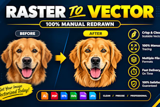 do vector tracing, redraw logo, vectorize image or convert to vector