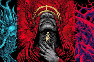 make conceptual dark art skull metal illustration