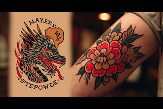 create a traditional or old school style tattoo design