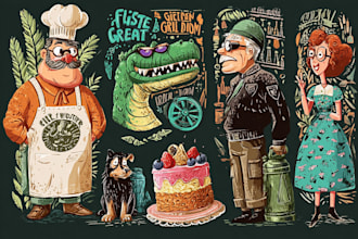 draw retro vintage cartoon illustration
