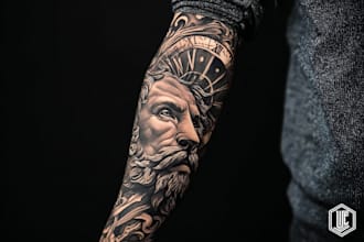 create unique custom tattoo design for you, sleeve tattoo
