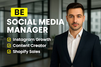 be social media manager instagram growth content creator shopify sales klaviyo