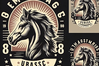 design high quality vintage horse logo with t shirt design