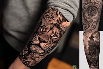 create tattoo designe, custom tattoo design, tattoo sleeve