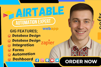 set up airtable automation, airtable database, airtable interface and softr