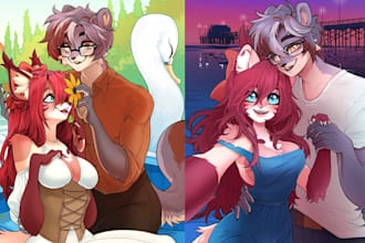 draw anime furry couple artwork fursona oc anthro character nsfw art commission