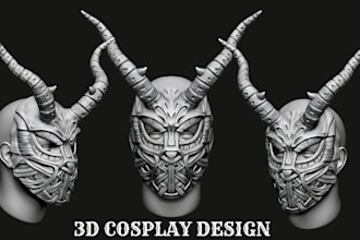 create 3d helmet, cosplay 3d mask, 3d armor, oni mask model for 3d printing stl