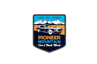 design excellent car wash logo with 3d mountains