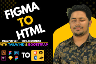 convert figma to  HTML in pixel perfect