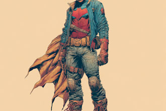 draw superhero comic book art, character design
