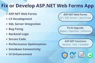 develop or fix asp net web forms app using c sharp and sql server