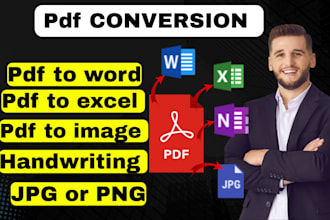 convert pdf to word, word to excel, image to pdf in 24 hours