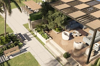 refurbish 3d rooftop lounge,poolside cabana,cgi outdoor furniture,terrace render