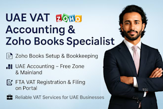 do bookkeeping for uae businesses using zoho books, vat filing, vat registration