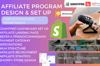 design goaffpro wix shopify affiliate program bixgrow uppromote set up