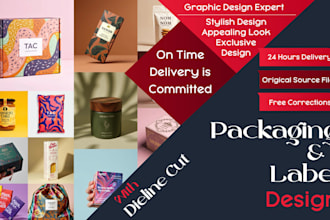 create packaging and label design with die line cut