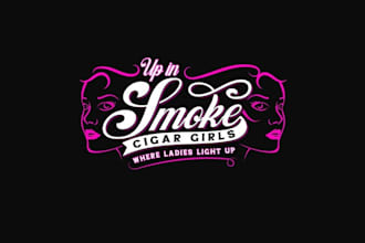 design unique smoke cigar girls logo