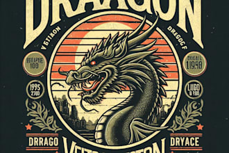 design high quality vintage dragon logo with t shirt design