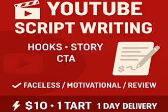 write engaging youtube video scripts with hook, story, and cta