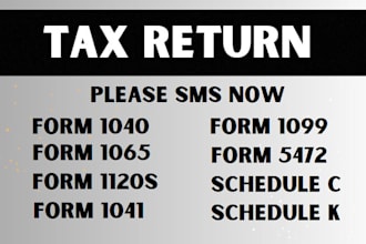 prepare usa tax return , schedule c , 1040 , 1120 and 5472