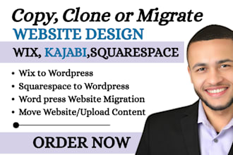 clone, move website design or redesign kajabi website, squarespace, wix studio