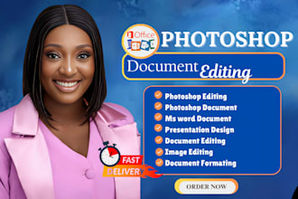 retouch, edit, create and format photoshop image nd microsoft document