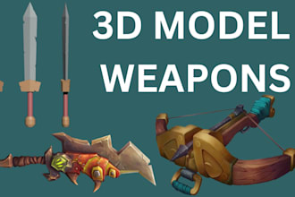 create 3d model low poly game weapon 3d gun assets props retro video game