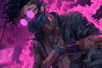 create a cyberpunk illustration style or fan arts