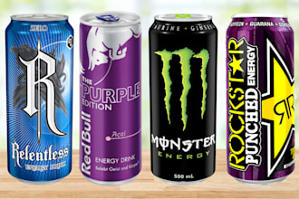 create professional beverage, soft drink and soda can labels