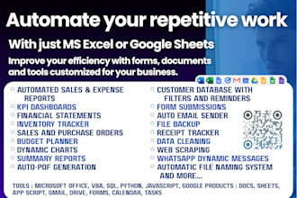 build custom automation tools in excel, sheets, or python