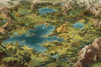 create a beautiful fantasy map in 4k for you
