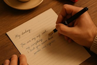 write romantic letters or messages for women as a man