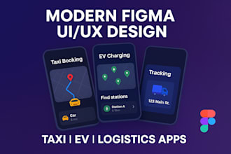 design modern figma UI UX for taxi booking ev charging and logistics apps